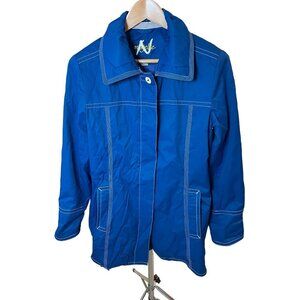 Neyelle Blue Button Down Rain Jacket Sz M
